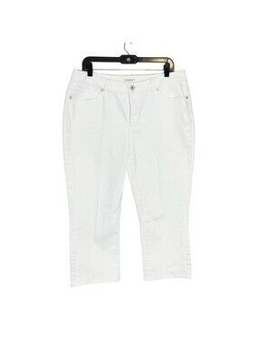 Coldwater Creek Cropped Jeans Women 14 White Stretch Denim Coastal Summer Capri